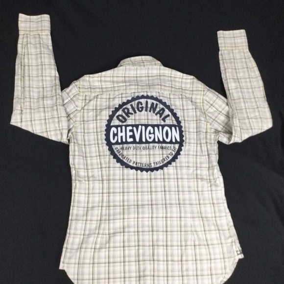 Chevignon Women Beige Plaid Long Sleeve Button Up Shirt Size M - Picture 1 of 9